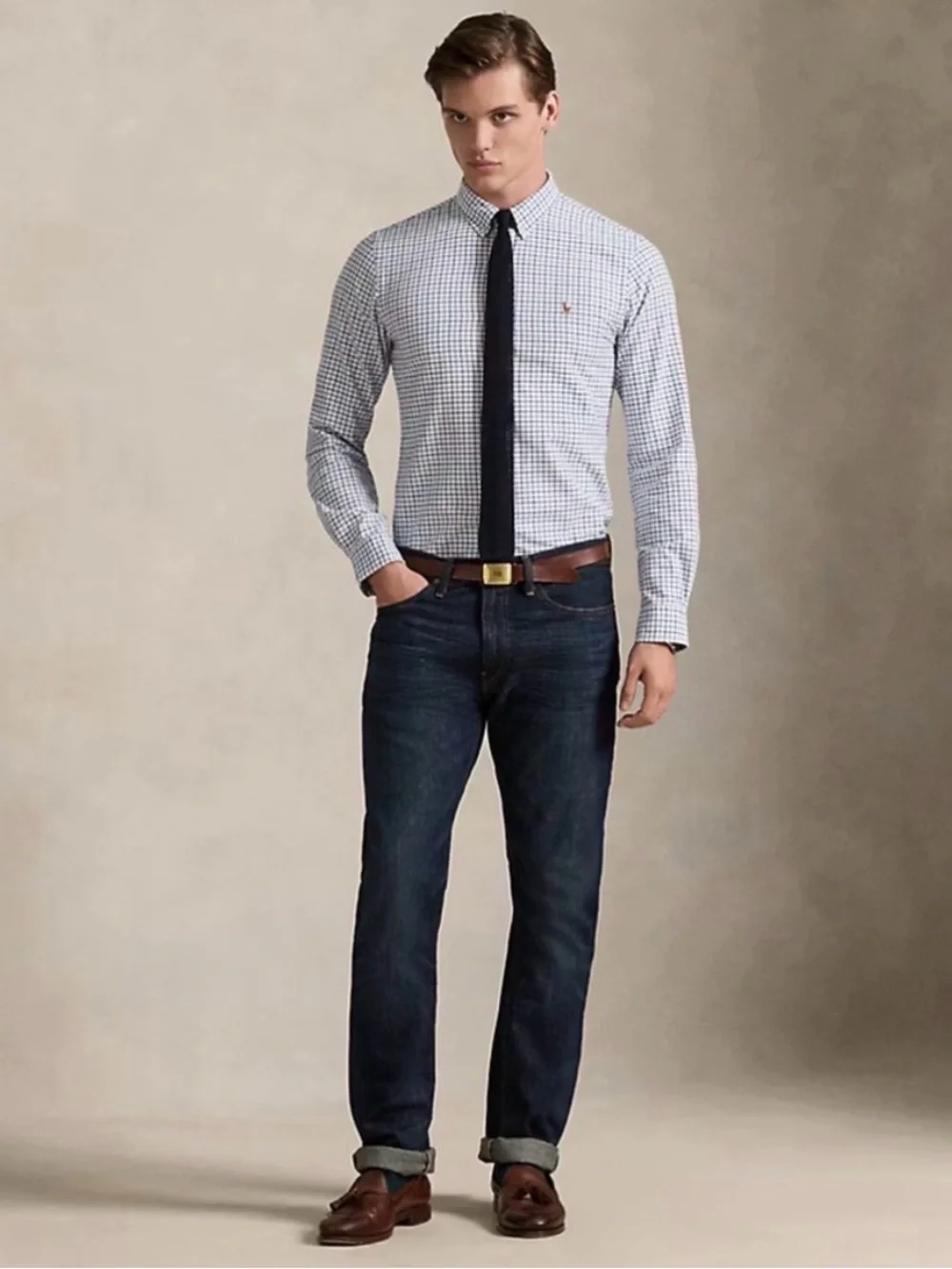 Polo Ralph Lauren Varick Jeans Slim Straight Dark Med Wash 36 X 30 100% Cotton